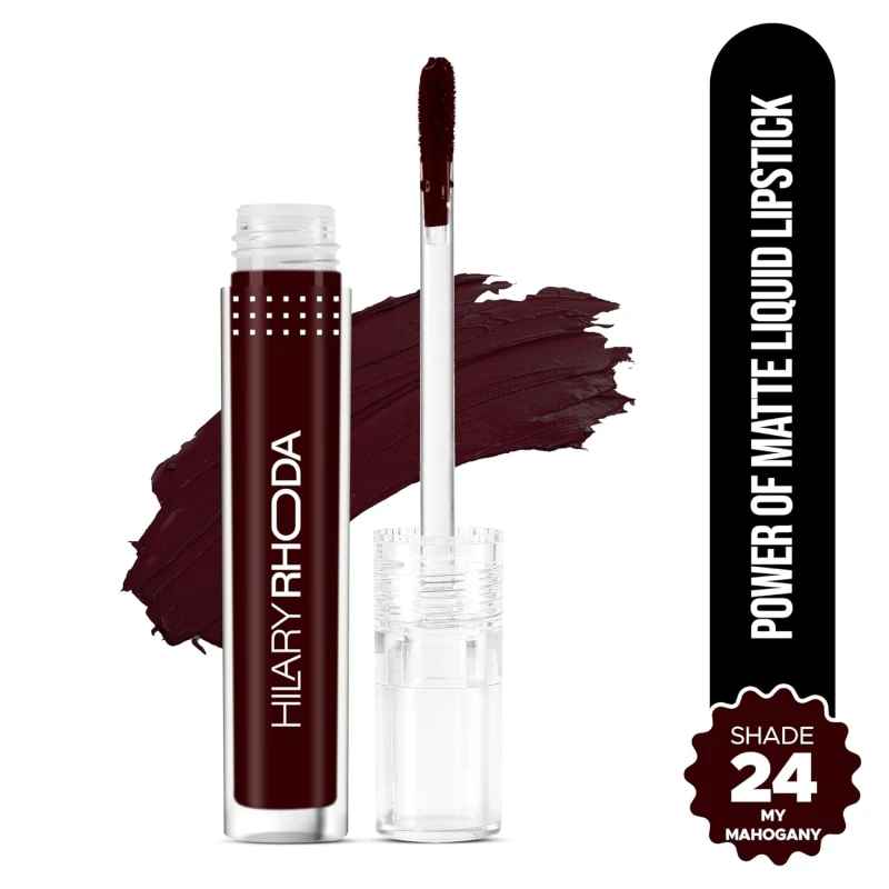 Hilary Rhoda Power Of Matte Liquid Lipstick | Buildable Colour | Long Lasting & Matte Finish | Lightweight & Non-Drying Formula | Smudge Proof & Non-Transferable | 3ml (My Mahogany - Shade 24) - Thumbnail 2